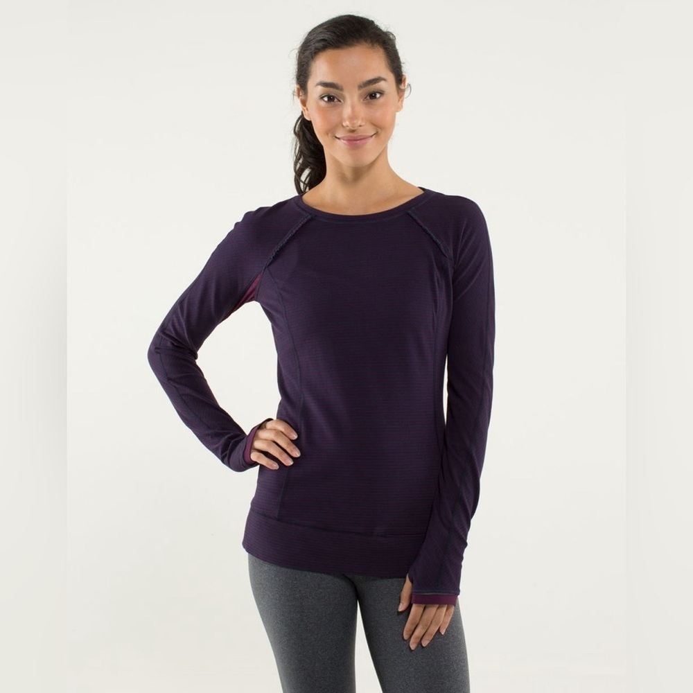 Lululemon Women’s Full Tilt Long-Sleeve Hyper Stripe Plum Size 4/6